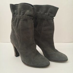 Comptoir Des Cotonniers Gray Suede Ruched Ankle Boots Size 38